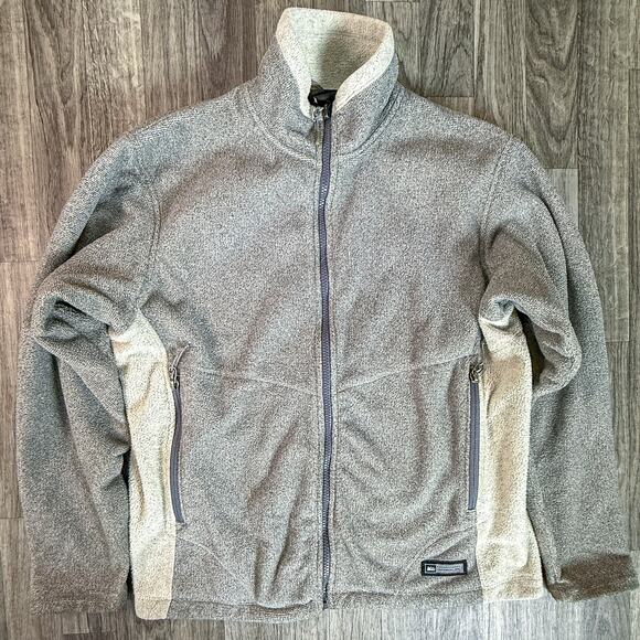 Patagonia Polartec “Zip-In” Fleece Full Zip Jacket Gray Sherpa Trim Outdoor - Picture 1 of 6